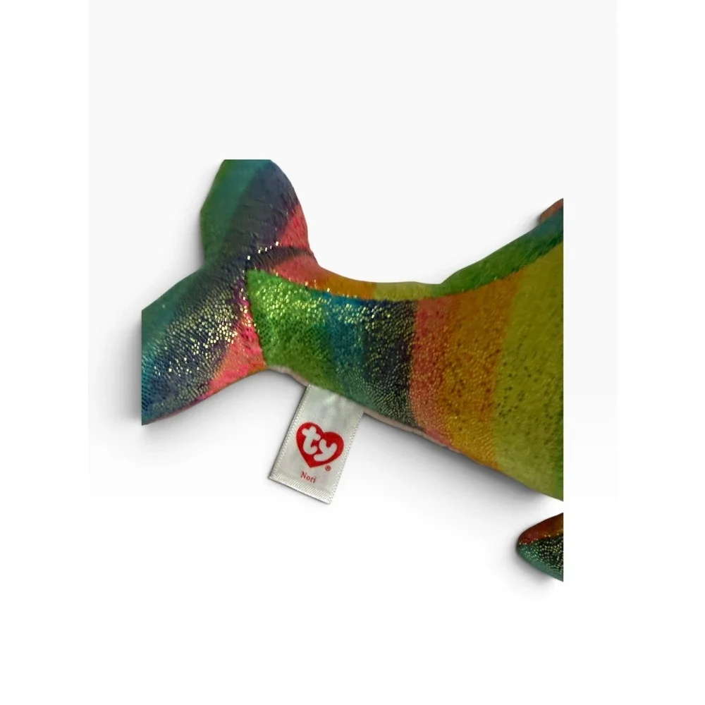 Ty Beanie Boos Nori Narwhal Rainbow Glitter Plush 9